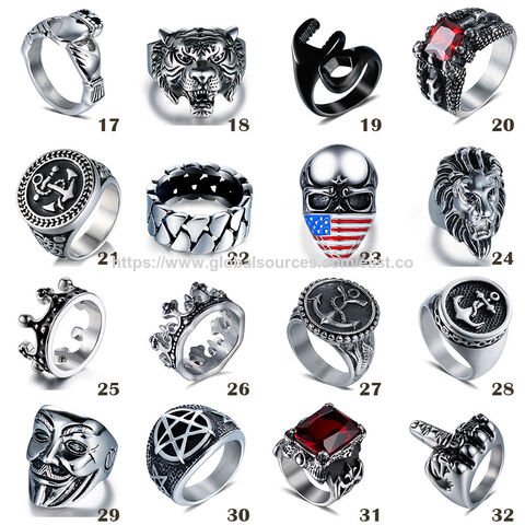 Heißer Verkauf Großhandel Punk Hollow Schädel Legierung Silber Ringe für Männer Halloween Dekoration Batch Fingerring für Männer Gothic Rock