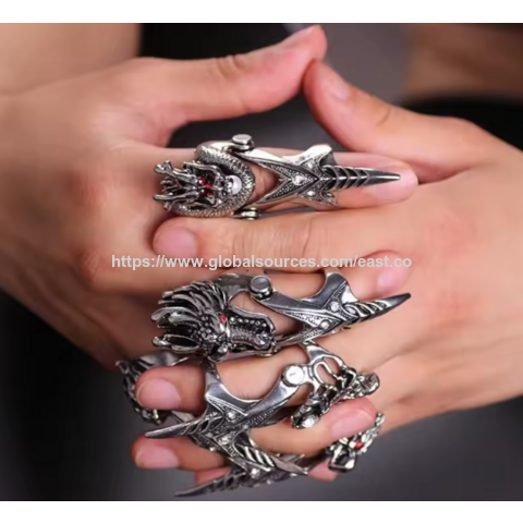 Heißer Verkauf Großhandel Punk Hollow Schädel Legierung Silber Ringe für Männer Halloween Dekoration Batch Fingerring für Männer Gothic Rock
