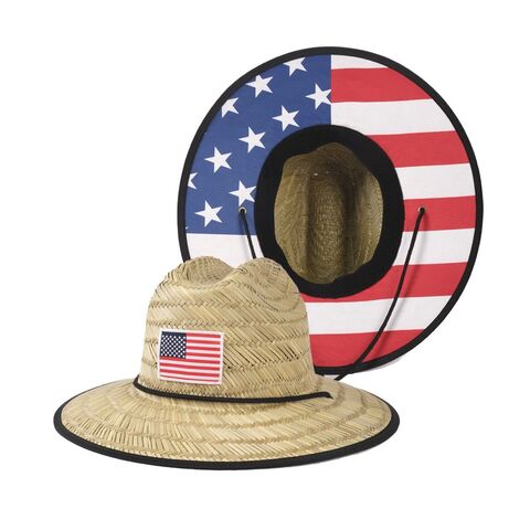 Topi Jerami Pantai Pria Wanita, Pelindung Matahari Musim Panas, Brim Lebar, Logo Kustom untuk Selancar