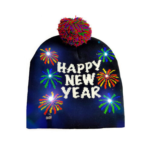 Bonnet de Noël en Acrylique Tricoté Chaud avec Jacquard - Bonnet d'Hiver de Noël en Gros