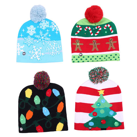 Bonnet de Noël en Acrylique Tricoté Chaud avec Jacquard - Bonnet d'Hiver de Noël en Gros