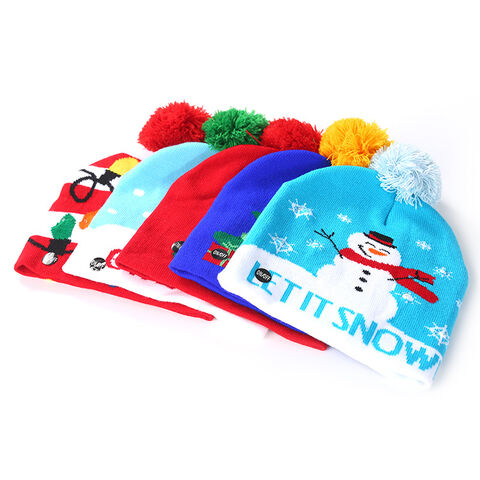 Bonnet de Noël en Acrylique Tricoté Chaud avec Jacquard - Bonnet d'Hiver de Noël en Gros