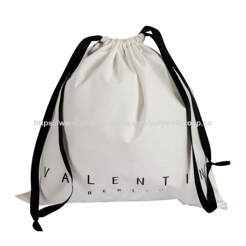 Bolsa tote de nailon negra personalizada con cordón, diseño nuevo al por mayor