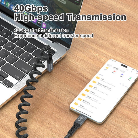 1,2 m USB4 240W Nylon Geflochtenes Schnellladekabel High Speed Typ C Kabel Draht Einziehbares Spiralkabel für Laptop Handy