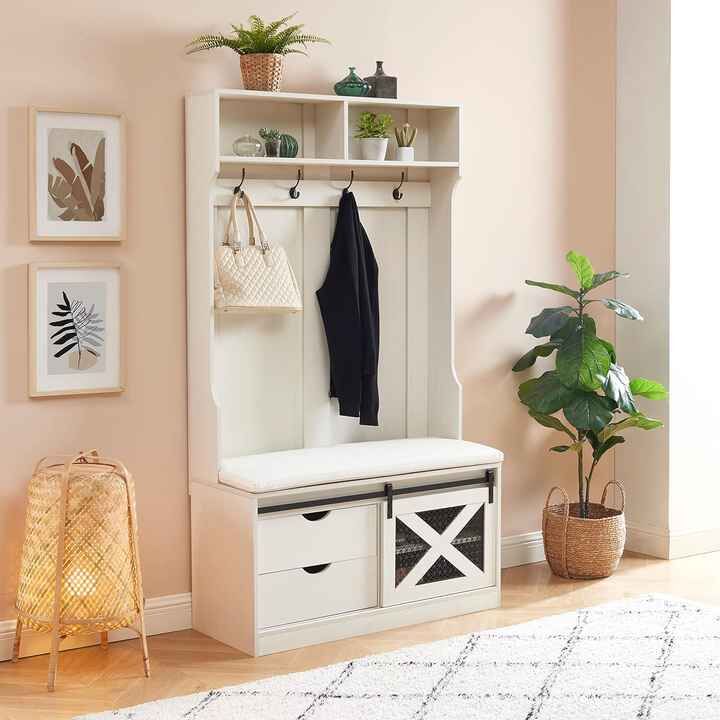 Entryway Hall Tree With Coat Rack And Storage Bench Wood Coat Tree With ...