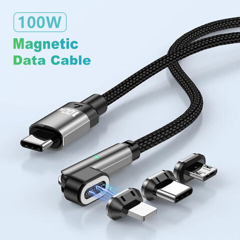 100W Type C USB Cable Phone USB Charge Data Magnetic Charging Cable 540 Degree Rotation 3 in 1 Magnetic Cable Fast Charging