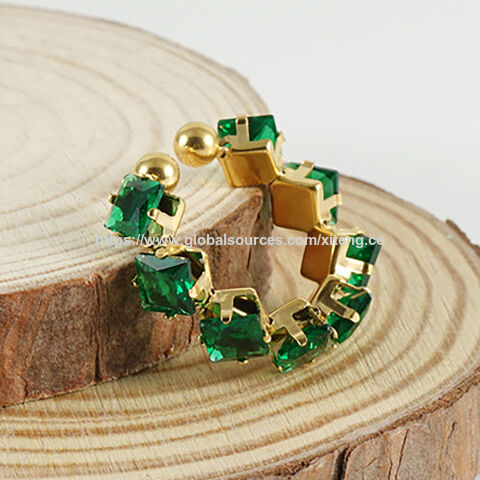 Bijoux de mode en acier inoxydable plaqué or 18 carats, bagues carrées en zircon ajustables pour femmes, faible MOQ, personnalisation OEM/ODM