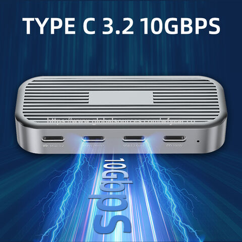 Station d'accueil USB-C 4 en 1 100W PD 3.0 en alliage d'aluminium à charge rapide avec écran pour ordinateur portable/MacBook