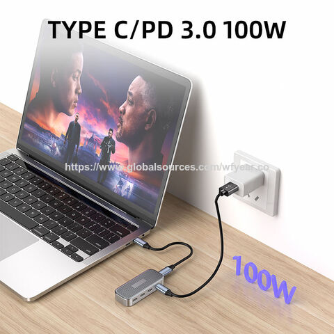 Station d'accueil USB-C 4 en 1 100W PD 3.0 en alliage d'aluminium à charge rapide avec écran pour ordinateur portable/MacBook