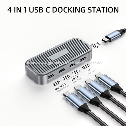 Station d'accueil USB-C 4 en 1 100W PD 3.0 en alliage d'aluminium à charge rapide avec écran pour ordinateur portable/MacBook