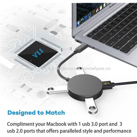 Adaptador USB-C a USB-C 3 en 1 con puerto de transferencia de datos USB 3.0 para MacBook y iPad - Concentrador USB-C de alta velocidad
