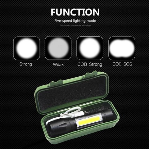 Linterna LED Mini Portátil EDC de Aluminio OEM, Recargable por USB, Zoom XPE+COB con Certificado CE