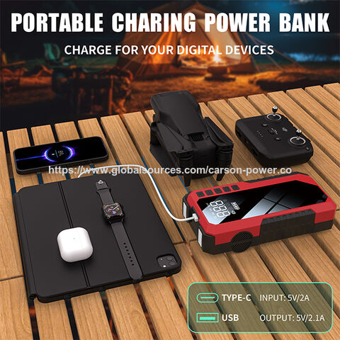 Arrancador de Coche Portátil 4 en 1, Cargador de Batería de Coche, Inflador de Neumáticos, Baterías de Auto para Herramientas de Emergencia LED 12V