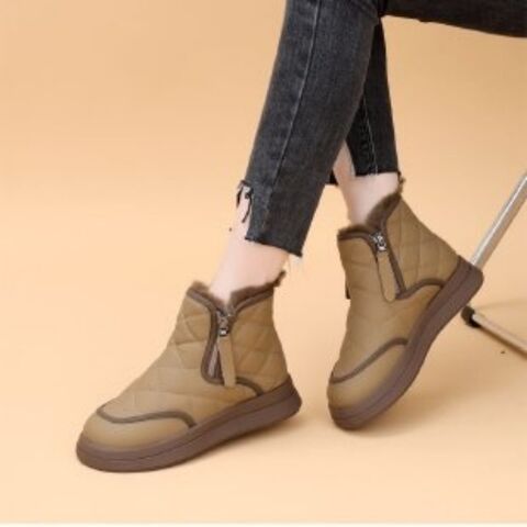 Botas de nieve para mujer al por mayor, suela gruesa, forro polar, zapatos cortos de invierno de algodón, térmicas, impermeables, nuevas, de otoño puro
