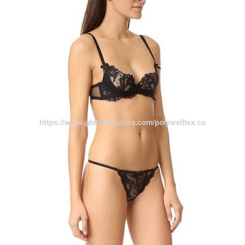 Conjunto de lingerie Bralette com bordado e renda de cílios