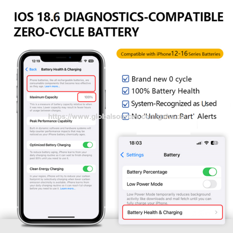 Batería de Cobalto Puro de Alta Calidad para iPhone 12, Compatible con Diagnósticos iOS, para Talleres de Reparación y Suministro al por Mayor