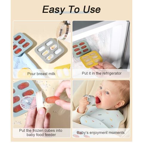Sucette à Fruits sans BPA en Silicone de Qualité Alimentaire, Bac à Glaçons avec Couvercle pour Purée Maison de Bébé, Légumes, Fruits, Lait Maternel