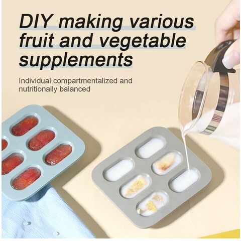 Sucette à Fruits sans BPA en Silicone de Qualité Alimentaire, Bac à Glaçons avec Couvercle pour Purée Maison de Bébé, Légumes, Fruits, Lait Maternel