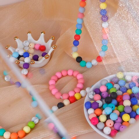 Manik-manik Silikon Bulat Bebas BPA untuk Tumbuh Gigi Bayi, Manik-manik Silikon Food Grade untuk Tumbuh Gigi