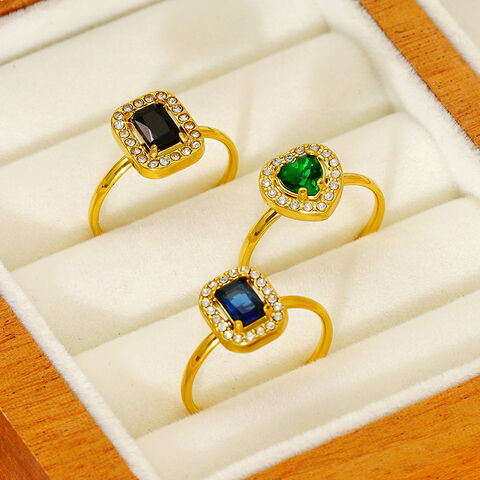 Bagues en Acier Inoxydable Tendance avec Zircon en Forme de Cœur Ouvert Plaqué Or 18K en Gros avec Faible MOQ pour Femmes, Personnalisation OEM/ODM