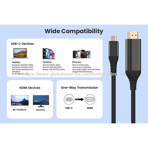Cabo HDMI de alta definição 4/8K, transmissão sem atrasos, conexão de telefones celulares/laptops a TVs/projetores, essencial para reuniões