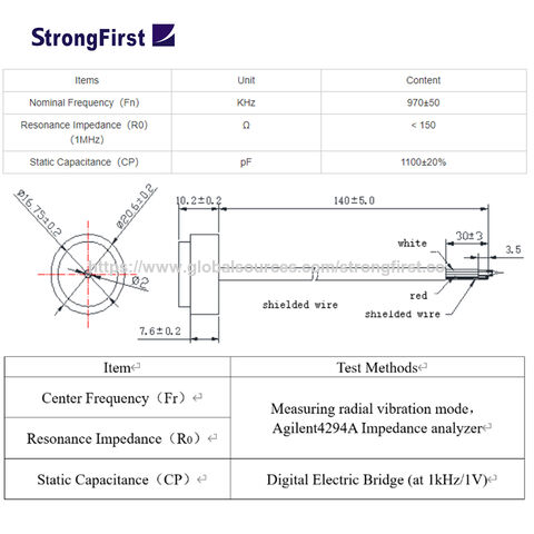 Transdutor Ultrassônico Piezoelétrico de Cerâmica para Fluxo de Água Pps 1 Mhz do Fabricante Líder StrongFirst
