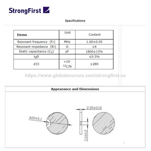 1MHz Piezo Keramikscheibe 20mm für piezoelektrischen Sensor