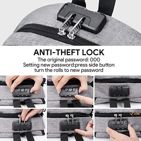 Mochila de viagem com bolsa tiracolo para laptop anti-roubo com carregamento USB, grande capacidade, casual e simples, da moda, para atacado