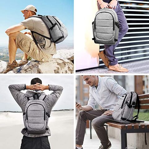 Mochila de viagem com bolsa tiracolo para laptop anti-roubo com carregamento USB, grande capacidade, casual e simples, da moda, para atacado