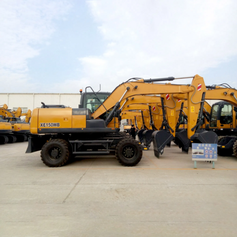 0.58m³ 15-Tonnen 104kW Mobilbagger XE150WB mit Anbaugeräten - Radbagger für Bau und Bergbau