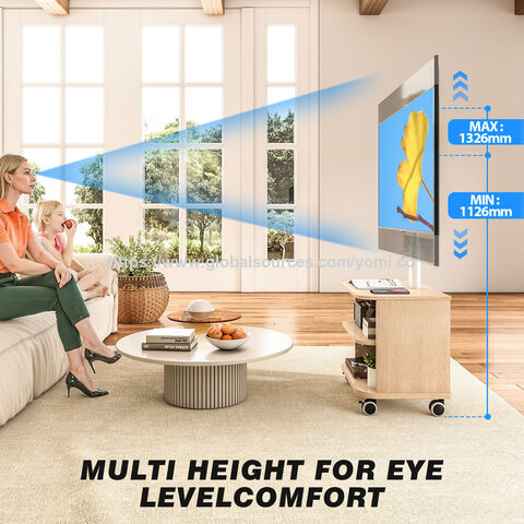 Meuble TV Blanc avec Support VESA 400x400 pour Téléviseurs de 32 à 65 Pouces, Meuble TV au Sol avec Rangement en MDF et Roulettes Verrouillables pour la Maison