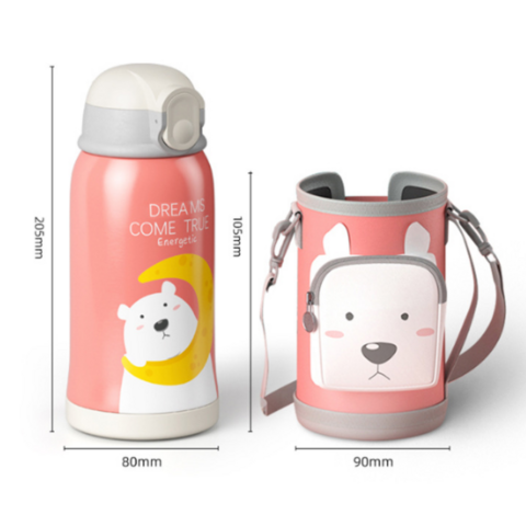 Vaso Térmico Infantil Inteligente de Acero Inoxidable con Diseño de Dibujos Animados y Funda Protectora, Modelo 2022, con Pajita - ¡Oferta!