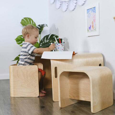 Children's Learning Desk Set Simple Houshold Wooden Desk and Chair Set for Kids