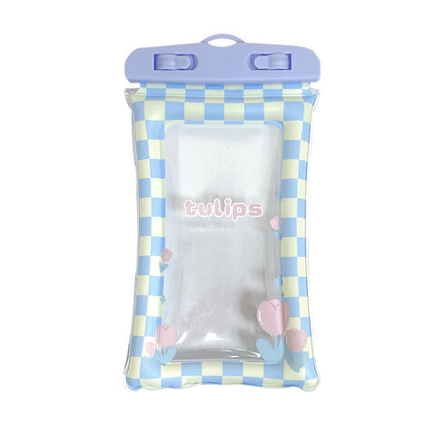 Capa à prova d'água universal para celular com design de desenho animado, tela sensível ao toque, ideal para natação, mergulho e esportes aquáticos - Bolsa seca transparente diagonal