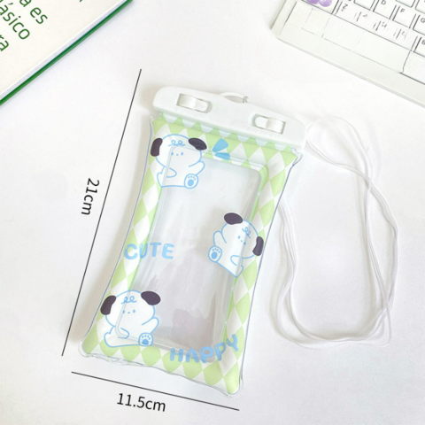 Capa à prova d'água universal para celular com design de desenho animado, tela sensível ao toque, ideal para natação, mergulho e esportes aquáticos - Bolsa seca transparente diagonal