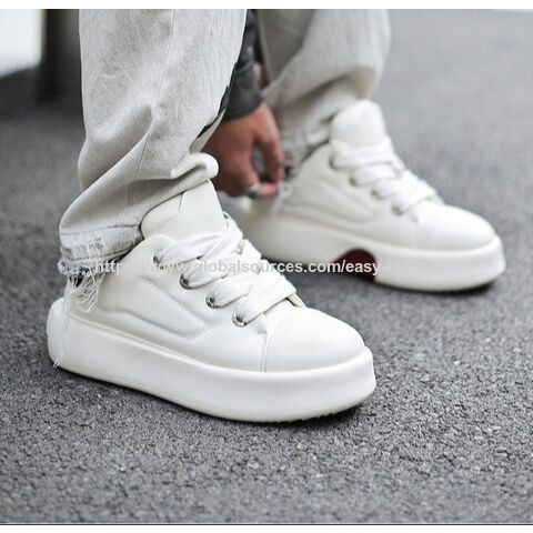 Chaussures à Talons Compensés pour Hommes, Chaussures Tendance pour Couples, Chaussures Décontractées Polyvalentes pour Hommes à Semelle Épaisse, Baskets Blanches Sportives à la Mode