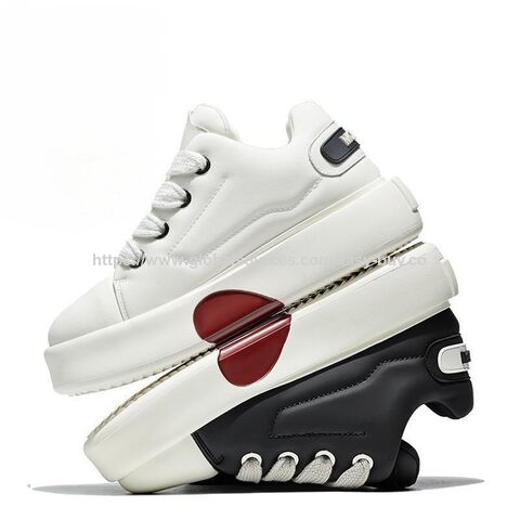 Chaussures à Talons Compensés pour Hommes, Chaussures Tendance pour Couples, Chaussures Décontractées Polyvalentes pour Hommes à Semelle Épaisse, Baskets Blanches Sportives à la Mode