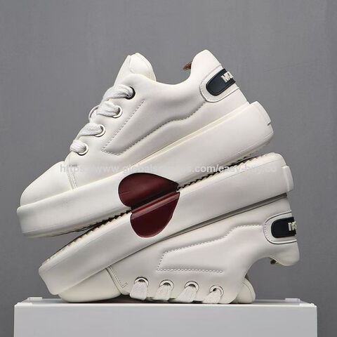 Chaussures à Talons Compensés pour Hommes, Chaussures Tendance pour Couples, Chaussures Décontractées Polyvalentes pour Hommes à Semelle Épaisse, Baskets Blanches Sportives à la Mode