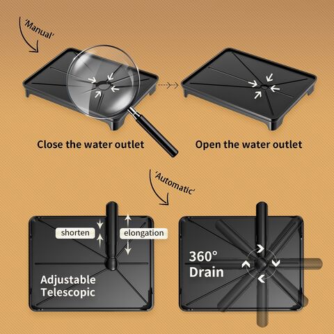Égouttoir à Vaisselle Métallique Extensible avec Porte-Ustensiles, Accessoire de Cuisine Vertical avec Plateau d'Égouttement et Porte-Couverts