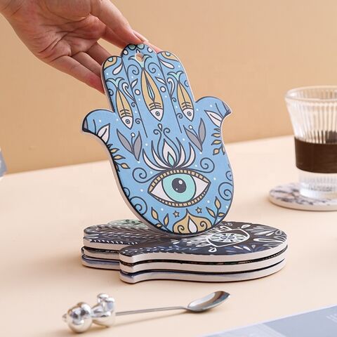 Saugfähiger Untersetzer im böhmischen Mandala-Design für Getränke, Bier und Büro - Keramikuntersetzer