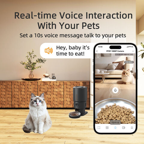 Distributeur automatique de nourriture pour animaux de compagnie avec caméra, vidéo HD 1080P, application interactive vocale en temps réel, distributeur automatique de nourriture pour chiens et chats avec caméra