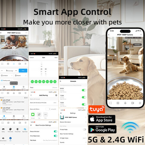 Distributeur automatique de nourriture pour animaux de compagnie avec caméra, vidéo HD 1080P, application interactive vocale en temps réel, distributeur automatique de nourriture pour chiens et chats avec caméra
