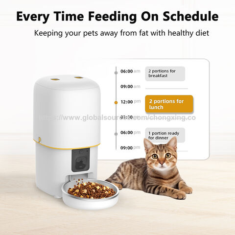 Distributeur automatique de nourriture pour chat avec caméra WiFi 5G et application Tuya - Distributeur intelligent pour chiens et chats avec caméra et batterie