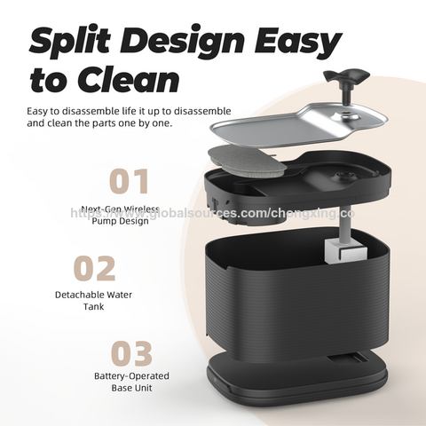 Fontaine à Eau pour Chat en Acier Inoxydable Wifi OEM avec Capteur Automatique, Fonctionnement sans Fil sur Batterie, Purificateur d'Eau UV pour Animaux de Compagnie