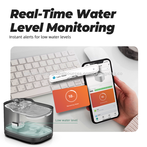 Fontaine à Eau pour Chat en Acier Inoxydable Wifi OEM avec Capteur Automatique, Fonctionnement sans Fil sur Batterie, Purificateur d'Eau UV pour Animaux de Compagnie