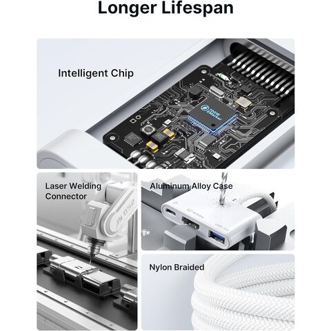 Adaptador USB-C para HDMI, Adaptador AV Digital Multiport 4K@60Hz 3 em 1 Carregamento de 100W, Hub Adaptador USB A 3.0 e USB-C de 5Gbps