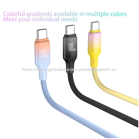 2026 New Stylish Fast Charging Cable 3A PD60W USB-A/Type-C to Type C/L Data Transmission Cable for Travel and Office Use