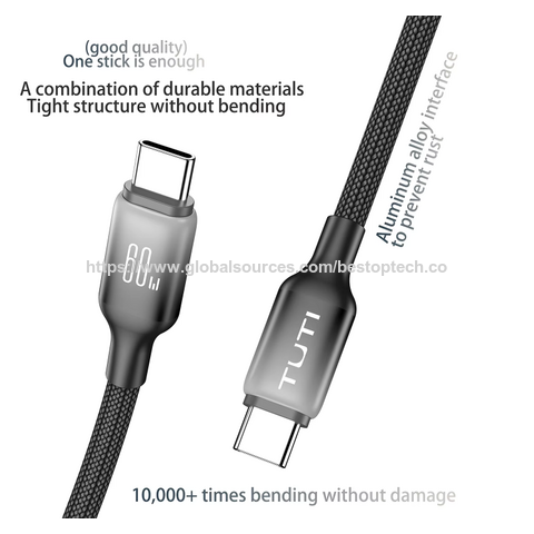 2026 New Stylish Fast Charging Cable 3A PD60W USB-A/Type-C to Type C/L Data Transmission Cable for Travel and Office Use