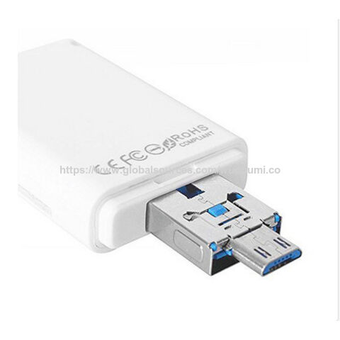 Lector de tarjetas de memoria OTG 3 en 1 para iPhone, iPad, Android, PC, lector de tarjetas TF/SD