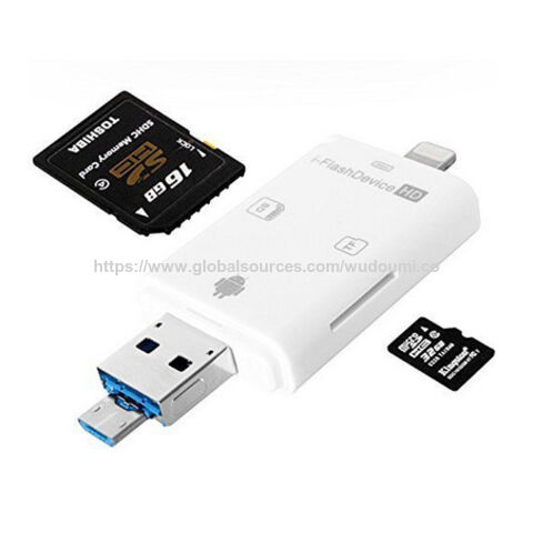 Lector de tarjetas de memoria OTG 3 en 1 para iPhone, iPad, Android, PC, lector de tarjetas TF/SD